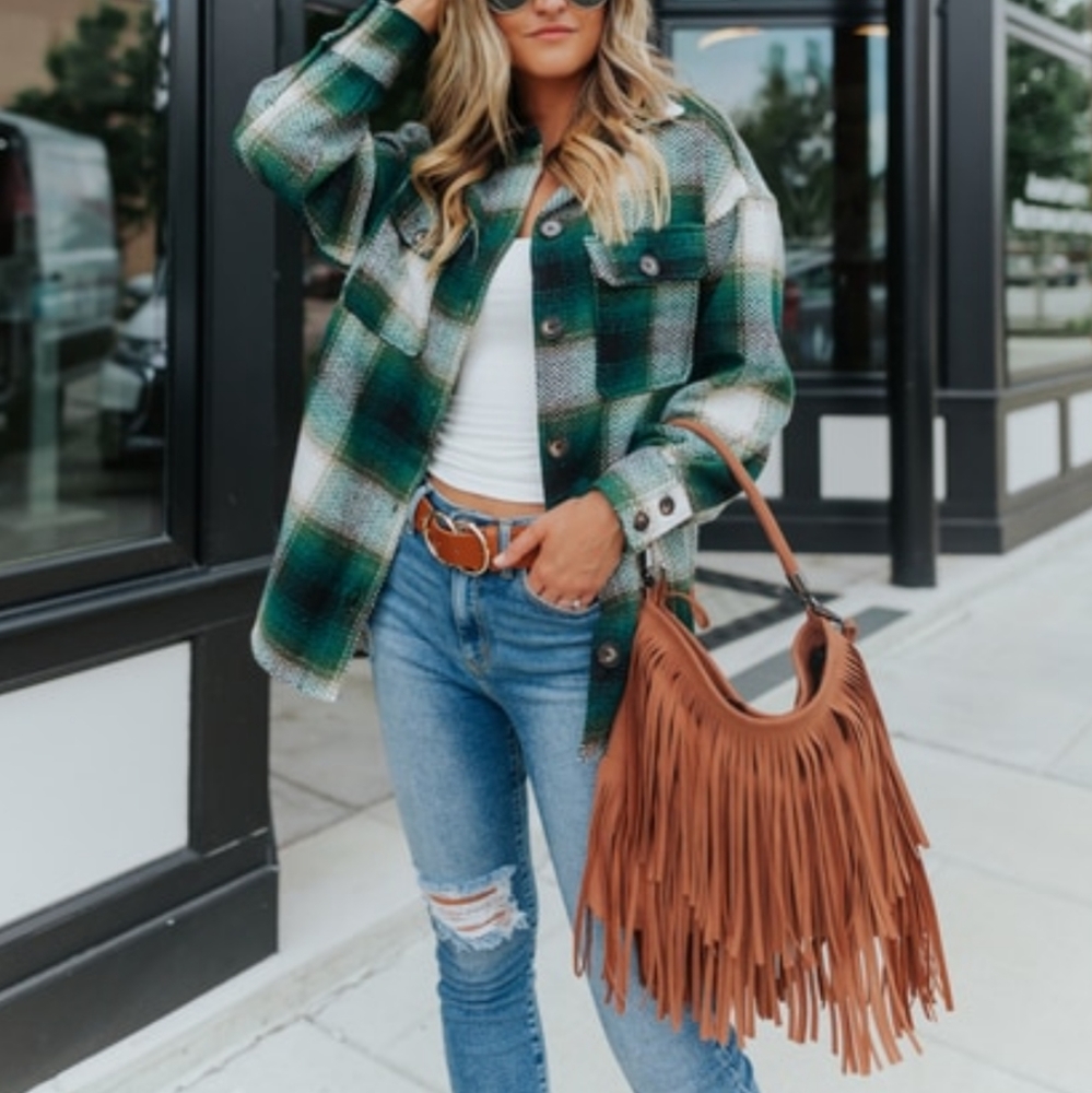 Alley View Green Plaid Flannel Jacket